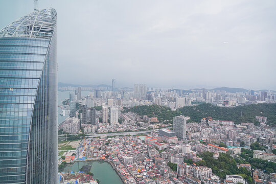 航拍厦门城市风光都市风景