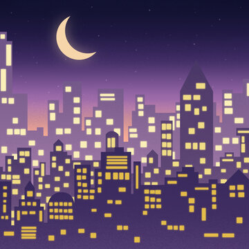 城市夜景肌理插画