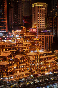 重庆洪崖洞江景夜景