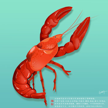 手绘小龙虾插画素材