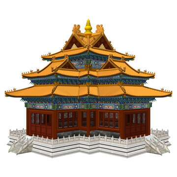 故宮角樓背面軸測效果圖