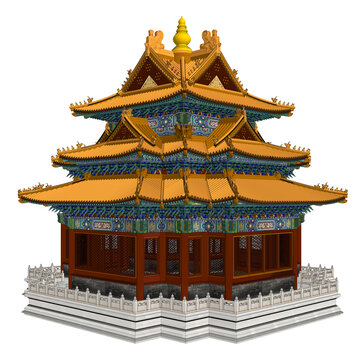 故宮角樓正面軸測(cè)效果圖