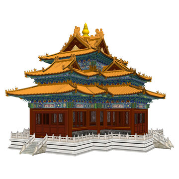 故宮角樓軸測(cè)效果圖