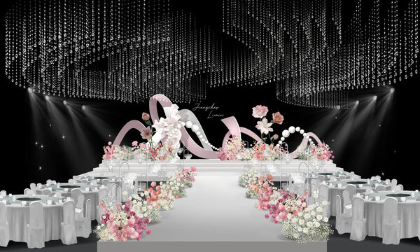 粉色自由曲线婚礼效果图