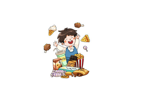 漂浮各類美食冰淇淋蛋糕巧克力