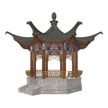 八角亭軸測(cè)效果圖