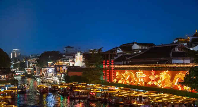 南京秦淮河夜景风光