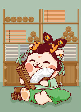 卡通古風(fēng)龍插畫(huà)