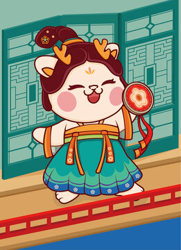 卡通古風(fēng)龍插畫