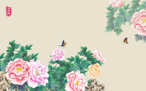 花鳥墻紙壁畫