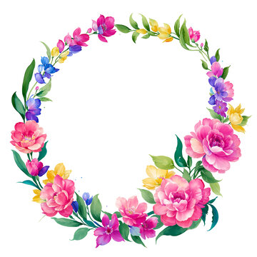 分層水彩獨幅花環(huán)