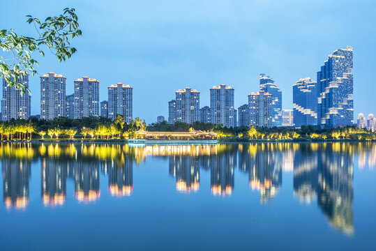 绍兴迪荡湖公园夜景