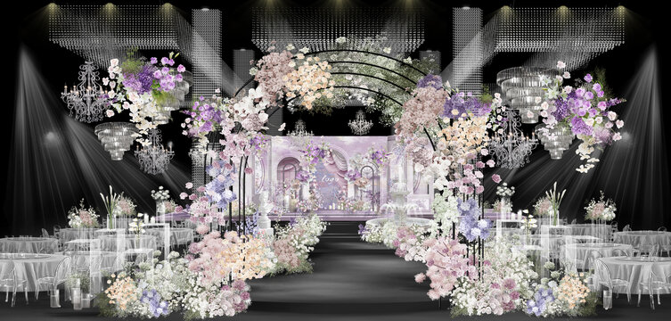 紫色莫奈花园风婚礼