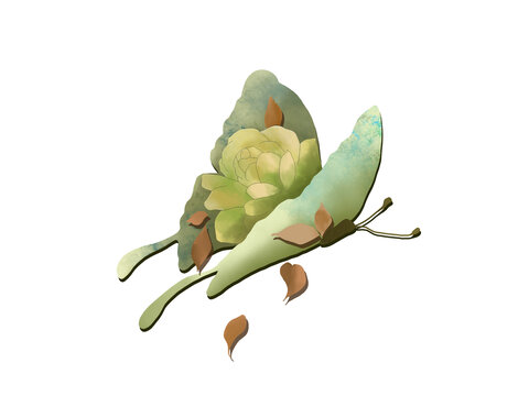 綠色調落葉蝴蝶