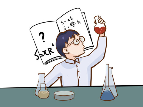 科學(xué)實(shí)驗(yàn)一個(gè)男生場景書本