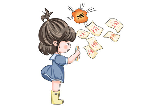 藍色卡通女孩泄密漫畫元素