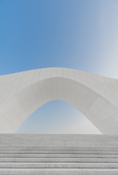 柳州柳东文化广场白色拱形建筑