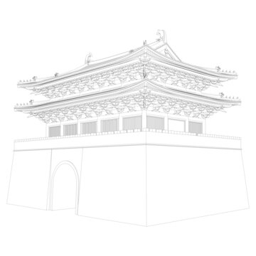 宋式鼓樓軸測線稿圖