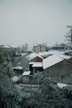 江南乡村雪景