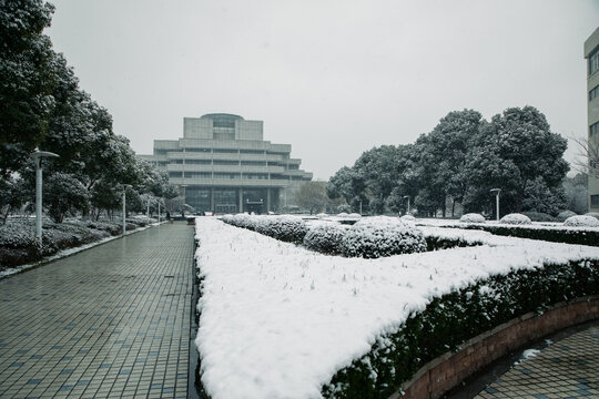 理工地标雪景