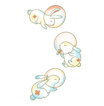 卡通手繪三只可愛(ài)生肖兔