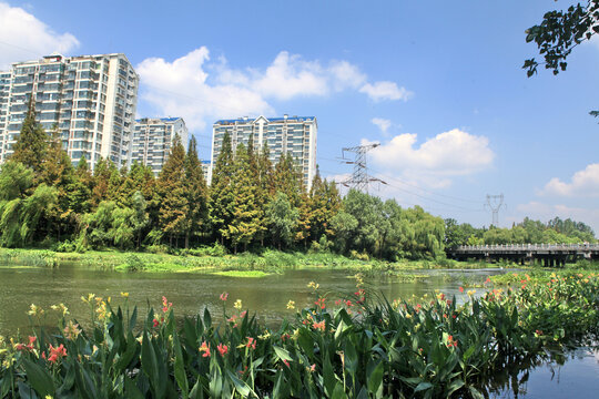 日照沙墩河公园风光