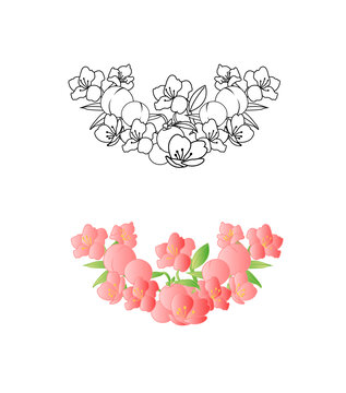 桃花桃子桃李插畫元素