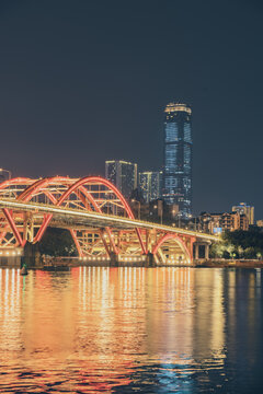 广西柳州文惠桥和地王大厦夜景