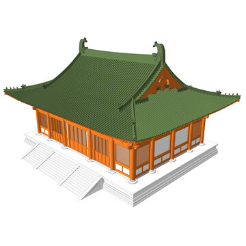 歇山大殿鳥瞰效果圖