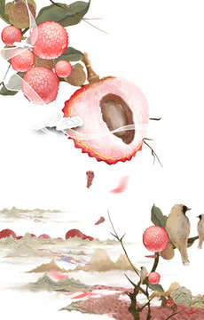 古風(fēng)荔枝插畫(huà)