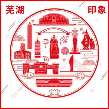 蕪湖窗花剪紙年畫地標(biāo)圖案