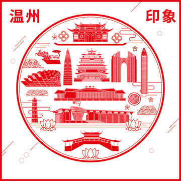 溫州窗花剪紙年畫地標(biāo)圖案