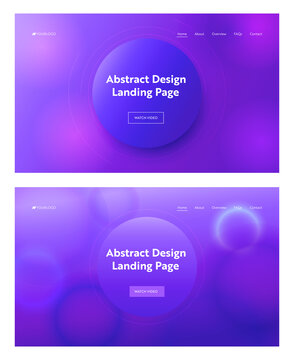 抽象紫色渐变着陆页设计集合