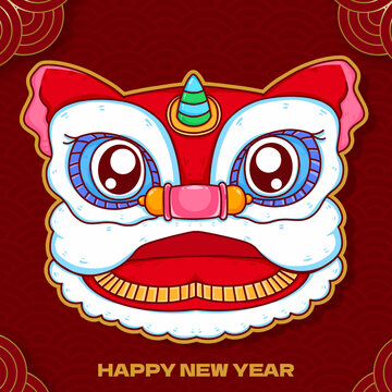 除夕過年獅頭春節(jié)舞獅