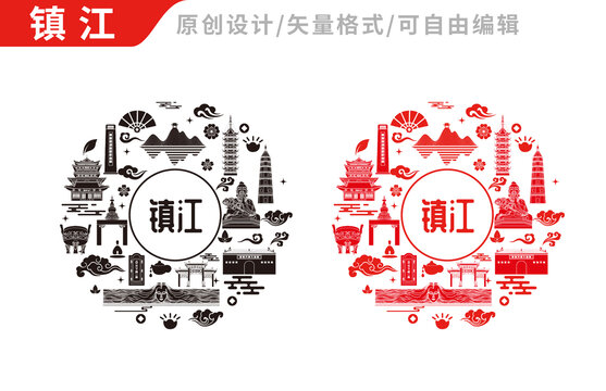 鎮(zhèn)江包裝設(shè)計(jì)地標(biāo)建筑圖案