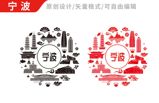 寧波包裝設(shè)計(jì)地標(biāo)建筑圖案