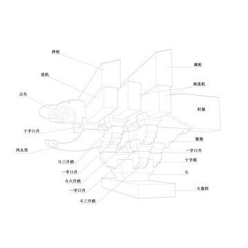 丁字柱头牌科线稿图