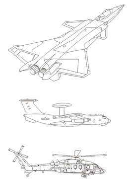 直升机战机线稿图