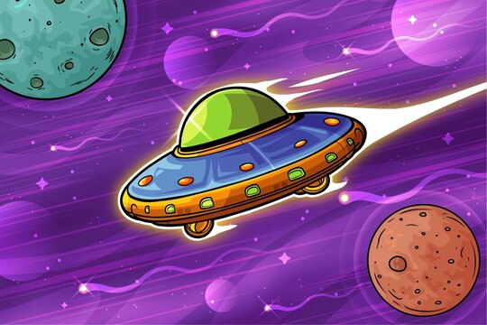 太空飛碟宇宙插畫
