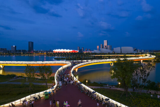 灞河景观桥夜景