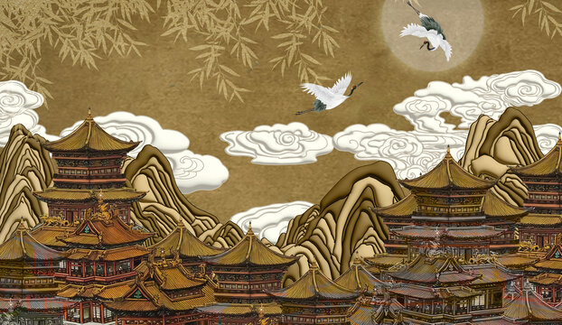 樓閣復(fù)古祥云