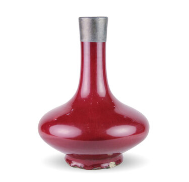清雍正祭红釉荸荠瓶