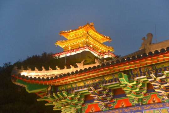 洛阳老君山道观群玉皇顶夜景