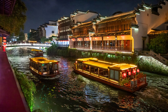 南京秦淮河风光夜景