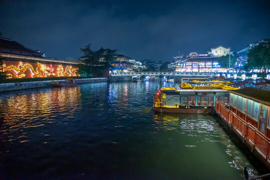 南京秦淮河风光夜景