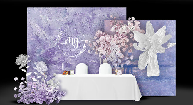 紫色油畫(huà)風(fēng)婚禮效果圖