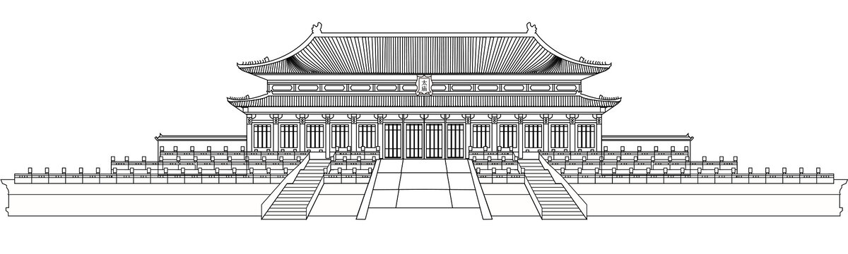 故宮建筑太廟線描