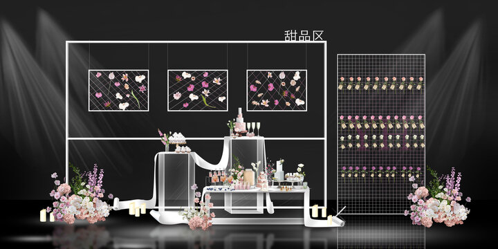 婚禮白綠粉紫甜品區(qū)