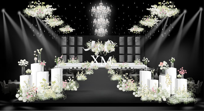 韓式滿天星白綠粉色婚禮