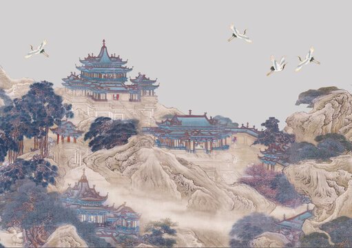 新中式閣樓山水